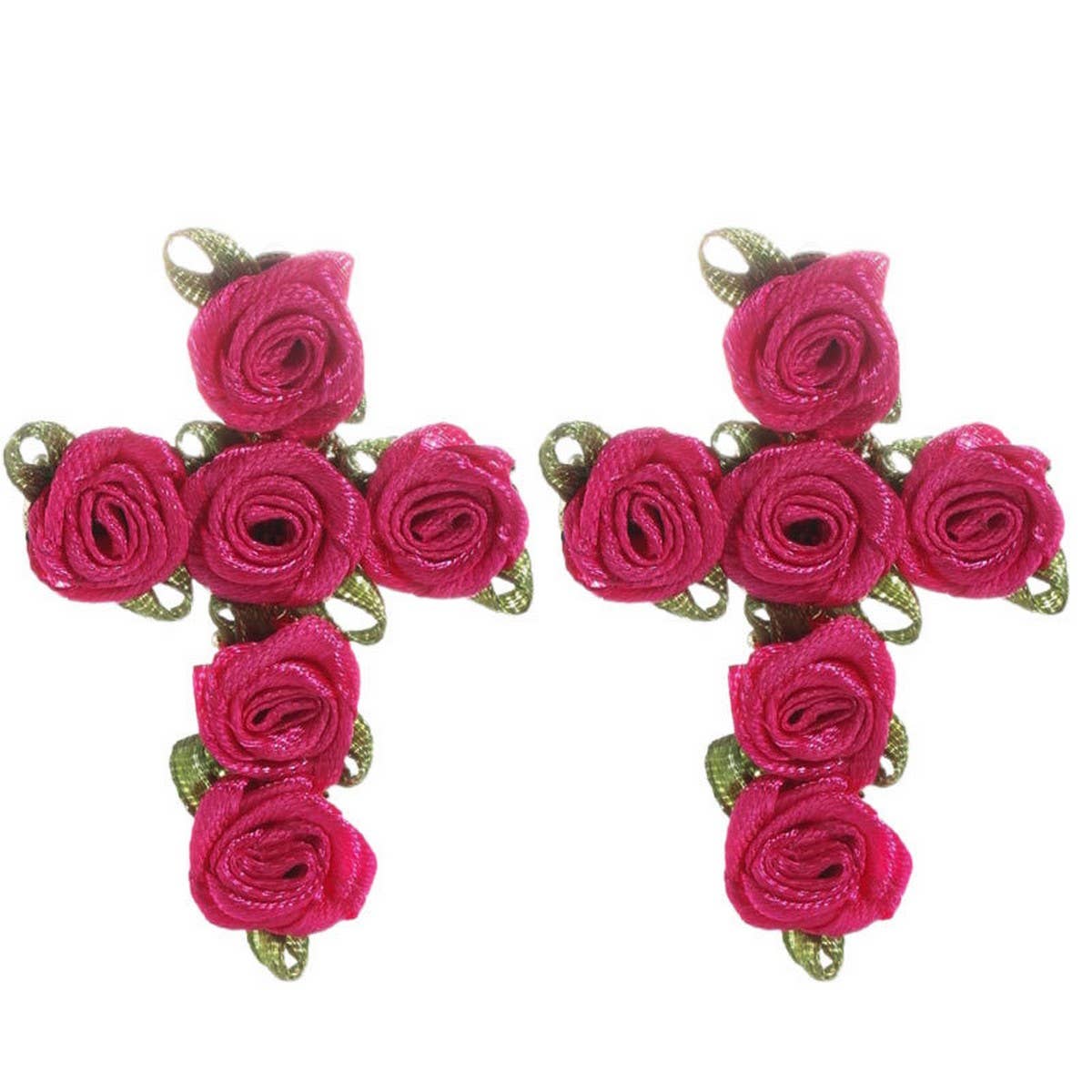 Handmade Fabric Flower Cross Earrings ? Chic Look