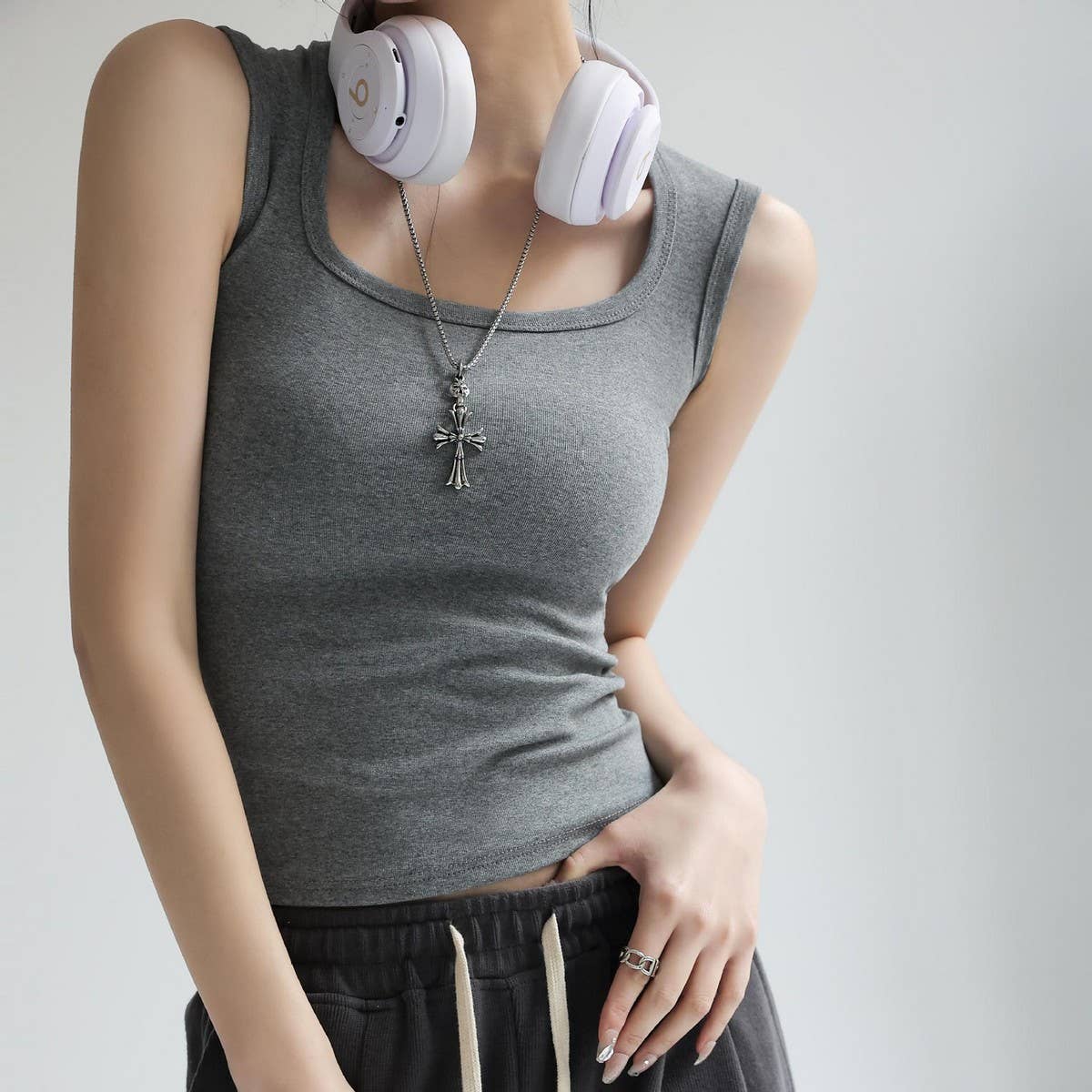 Pure Cotton Vest Bottoming Camisole Basic Tank Top_CWTTK0793
