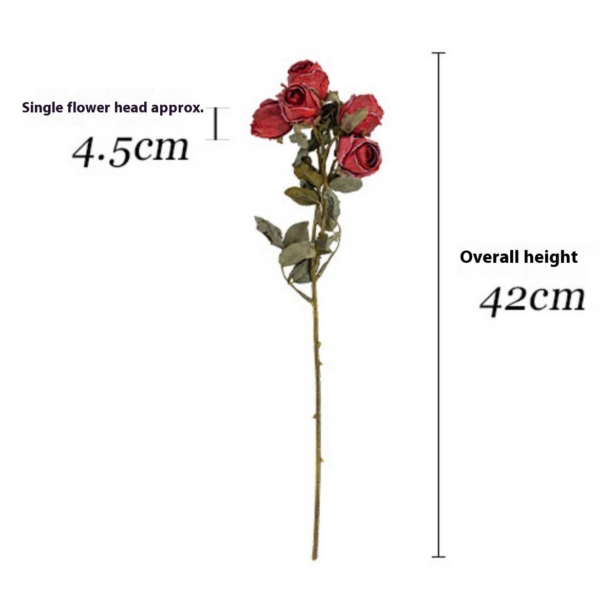 Faux 5-Head Withered Rose with Burnt Edge Look