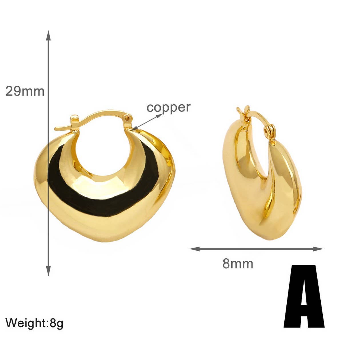 U SHAPED MINIMALIST GOLD PLATED EARRINGS