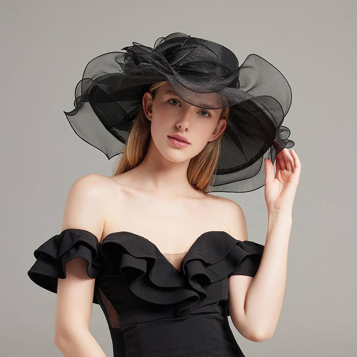 WOMEN NEW BEACH COVER FLOWER MESH HAT_CWAH1207