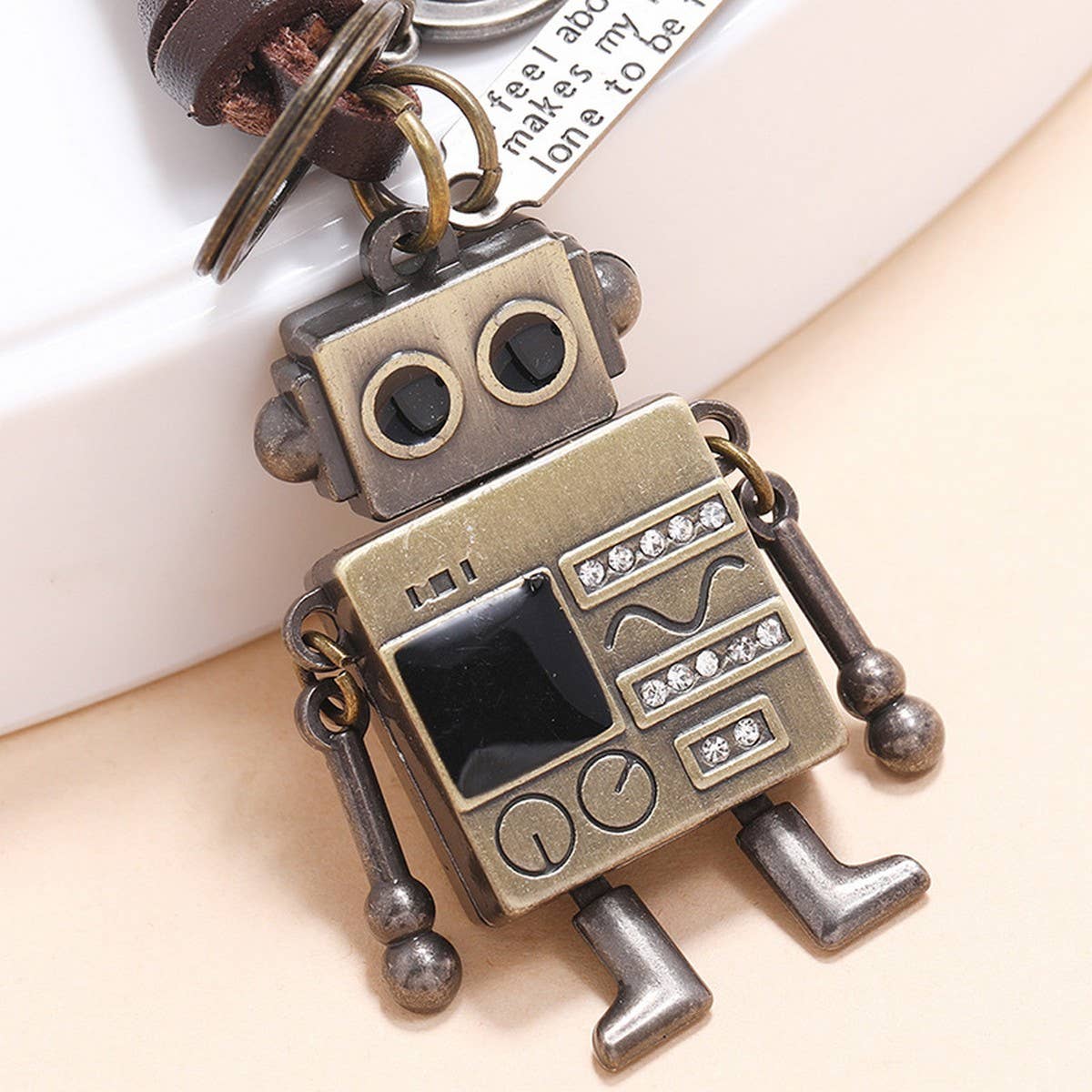 VINTAGE BRAIDED ROBOT COWHIDE KEYCHAIN