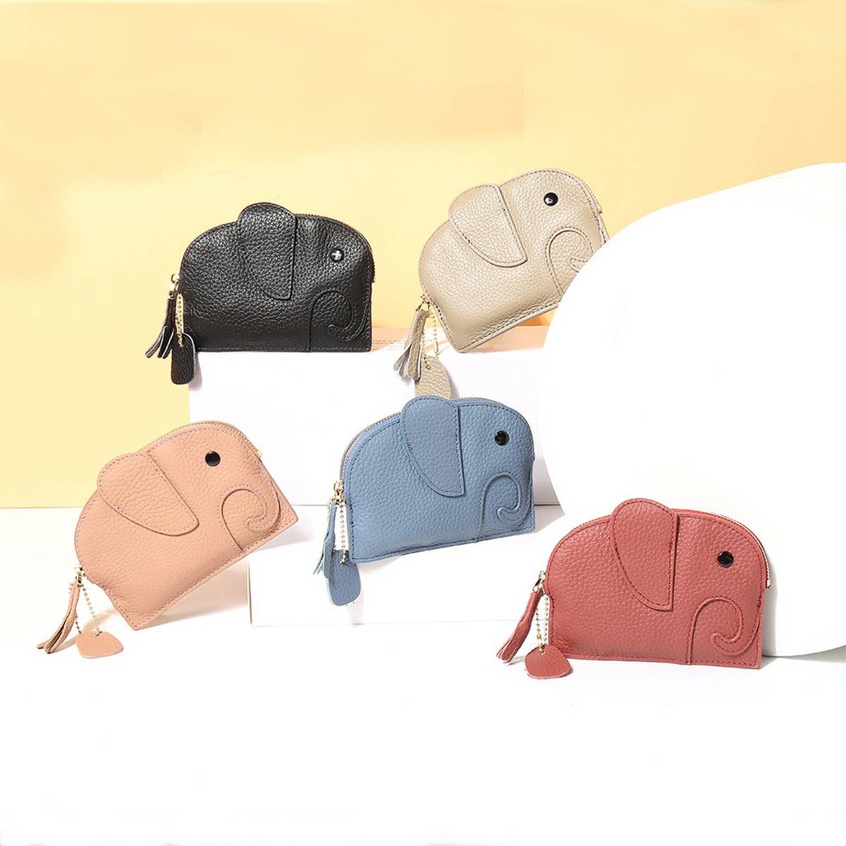 GENUINE LEATHER ELEPHANT MINI CREATIVE WALLET_CWAB3891