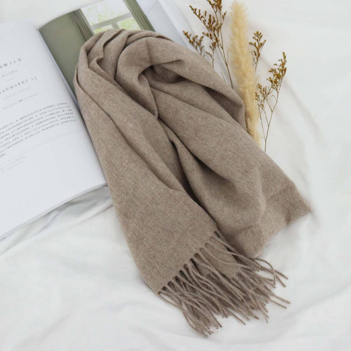100% Wool Solid Scarf – Elegant Unisex Spring Wrap_CWASC1093