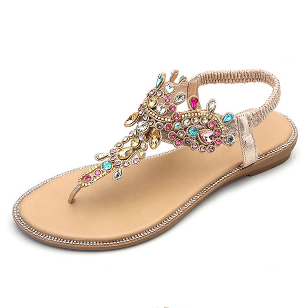 WOMAN BOHEMIAN STYLE GOLD FLAT SANDAL