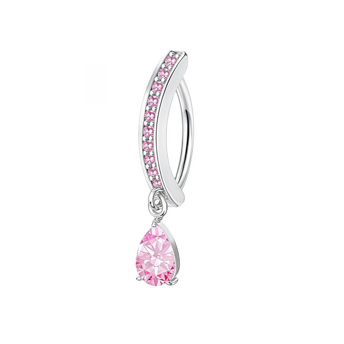 Curved Zircon Navel Piercing Ring in Copper