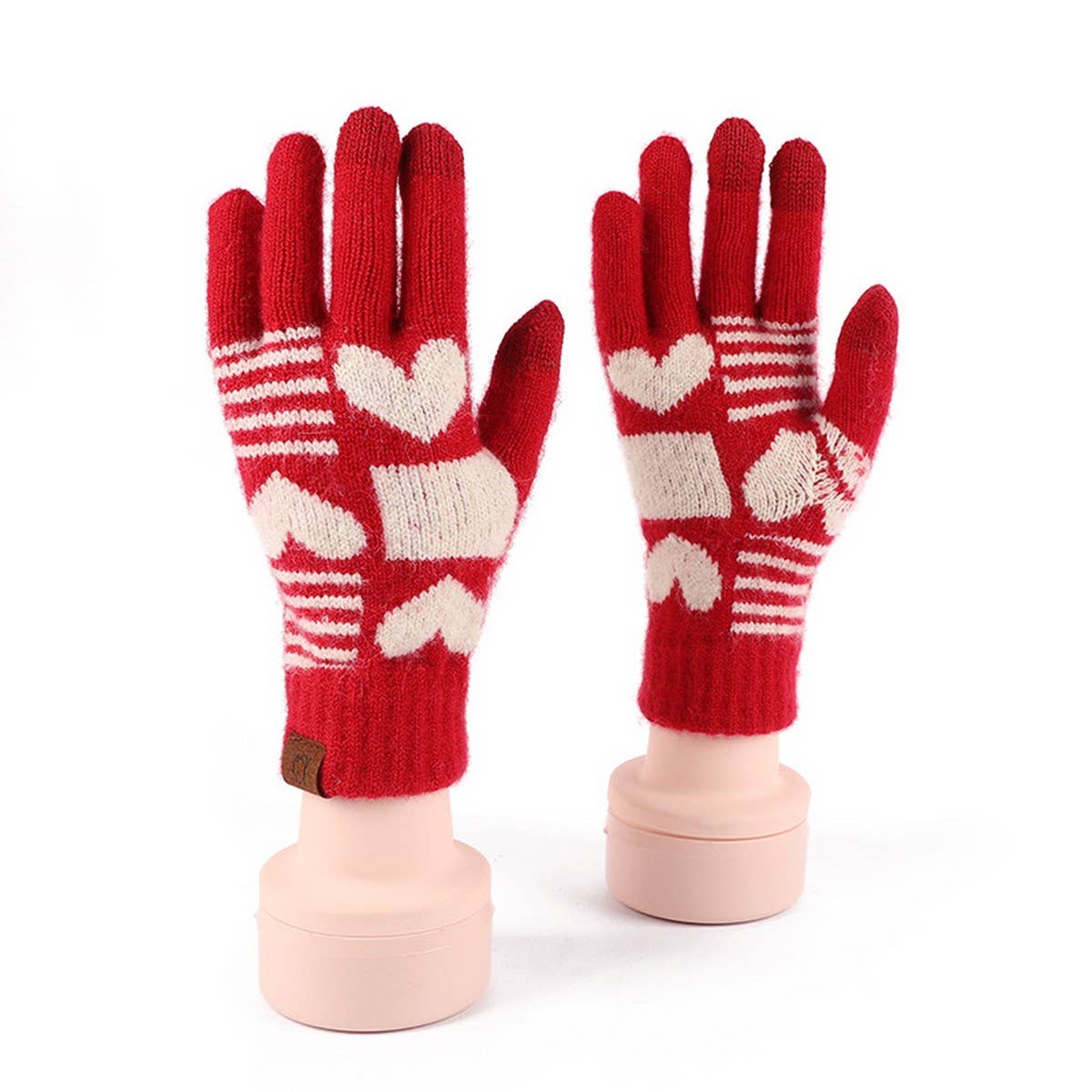KNITTED FLEECE PLAID TOUCH SCREEN WARM GLOVES_CWAG0371