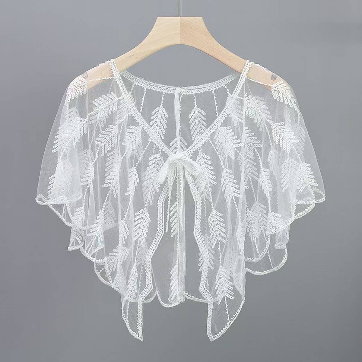 Leaf Sequin Sheer Shawl ??Evening Party Cape_CWMM8961