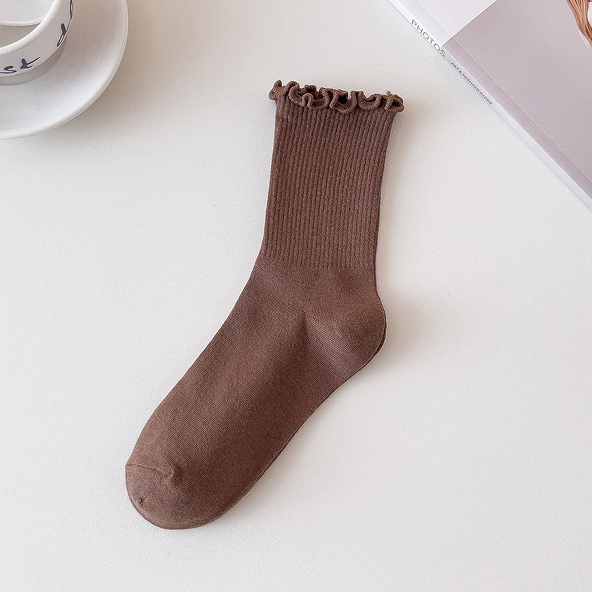 WARM BROWN FUNGUS MID-CALF WOMEN'S SOCKS