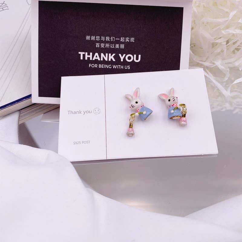 French enamel and colored glaze flower earrings