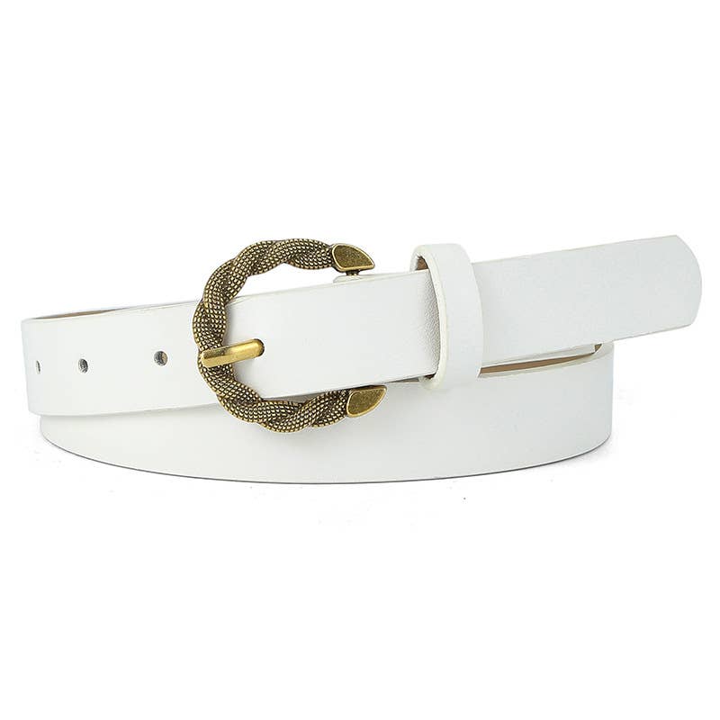 Snake-patterned pin buckle PU leather belt