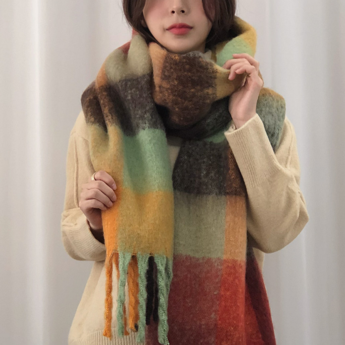 Colorful Tartan Scarf ? Cozy Thick Winter Wrap