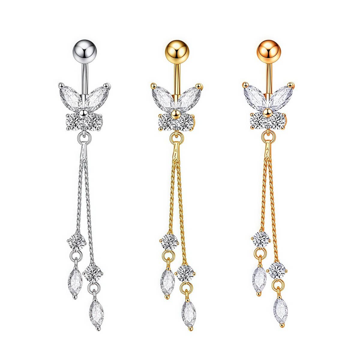 Simple Butterfly Zircon Navel Piercing Ring_CWMM9251