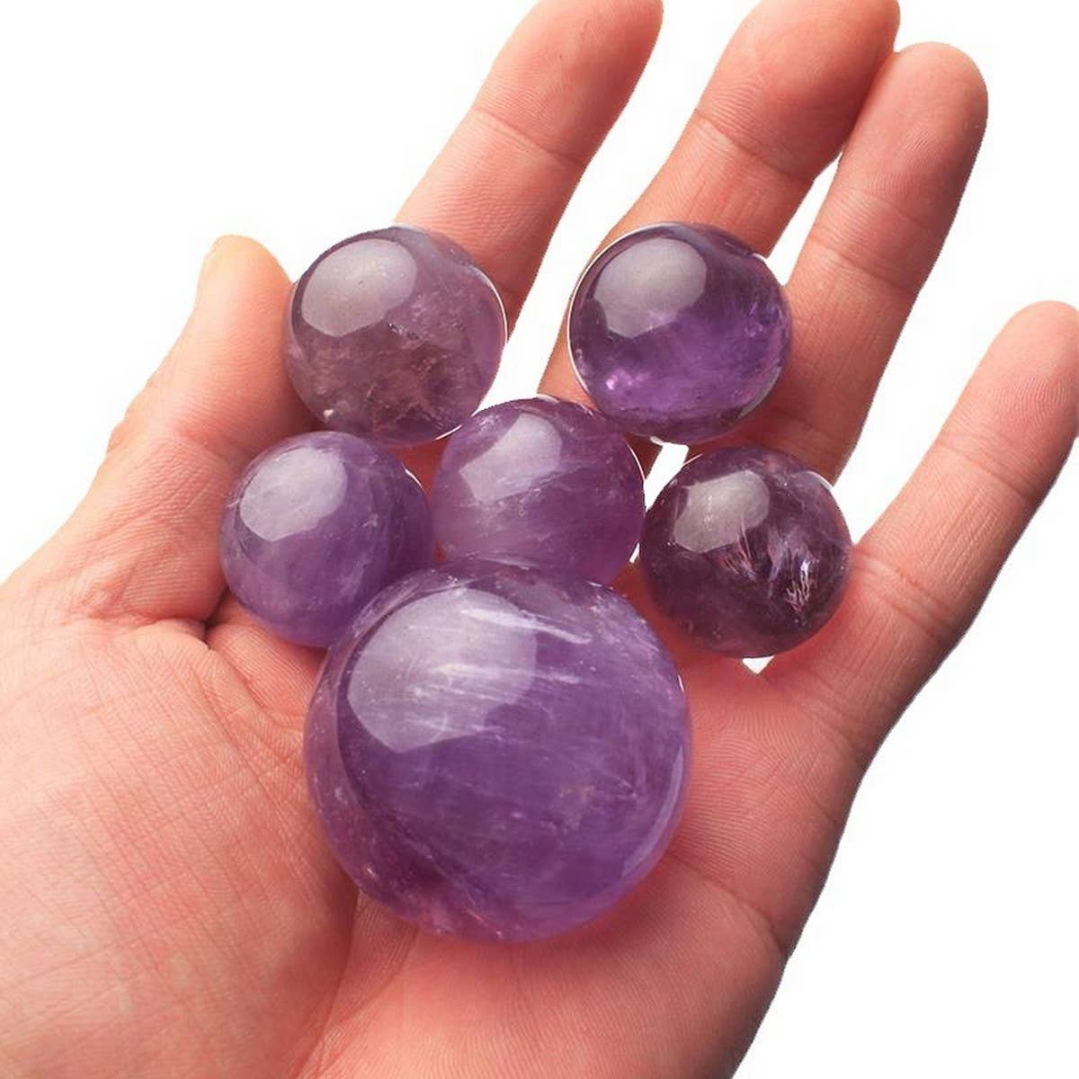 Natural Amethyst Crystal Ball Display