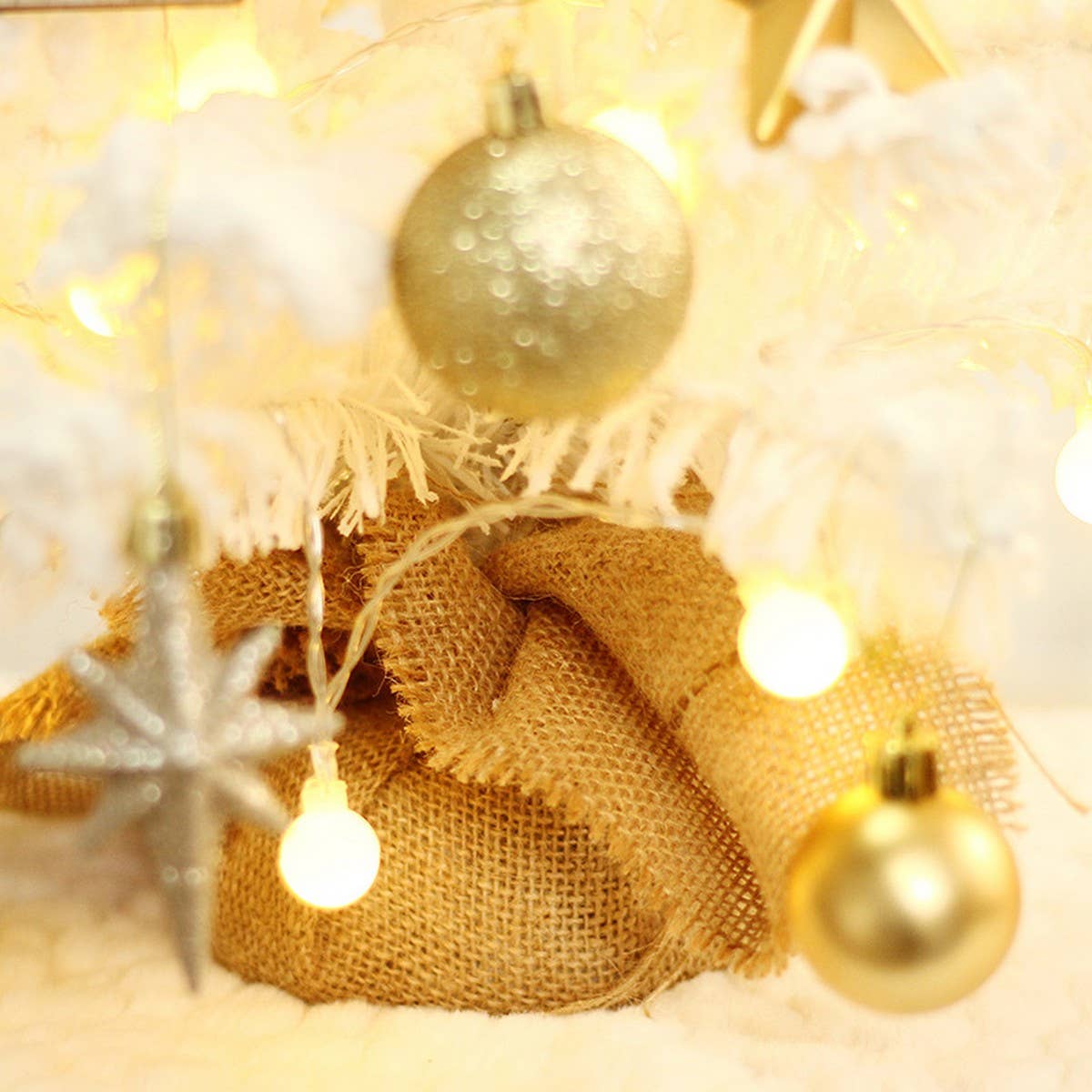 White PVC Flocked Mini Christmas Tree Set_CWMM9886