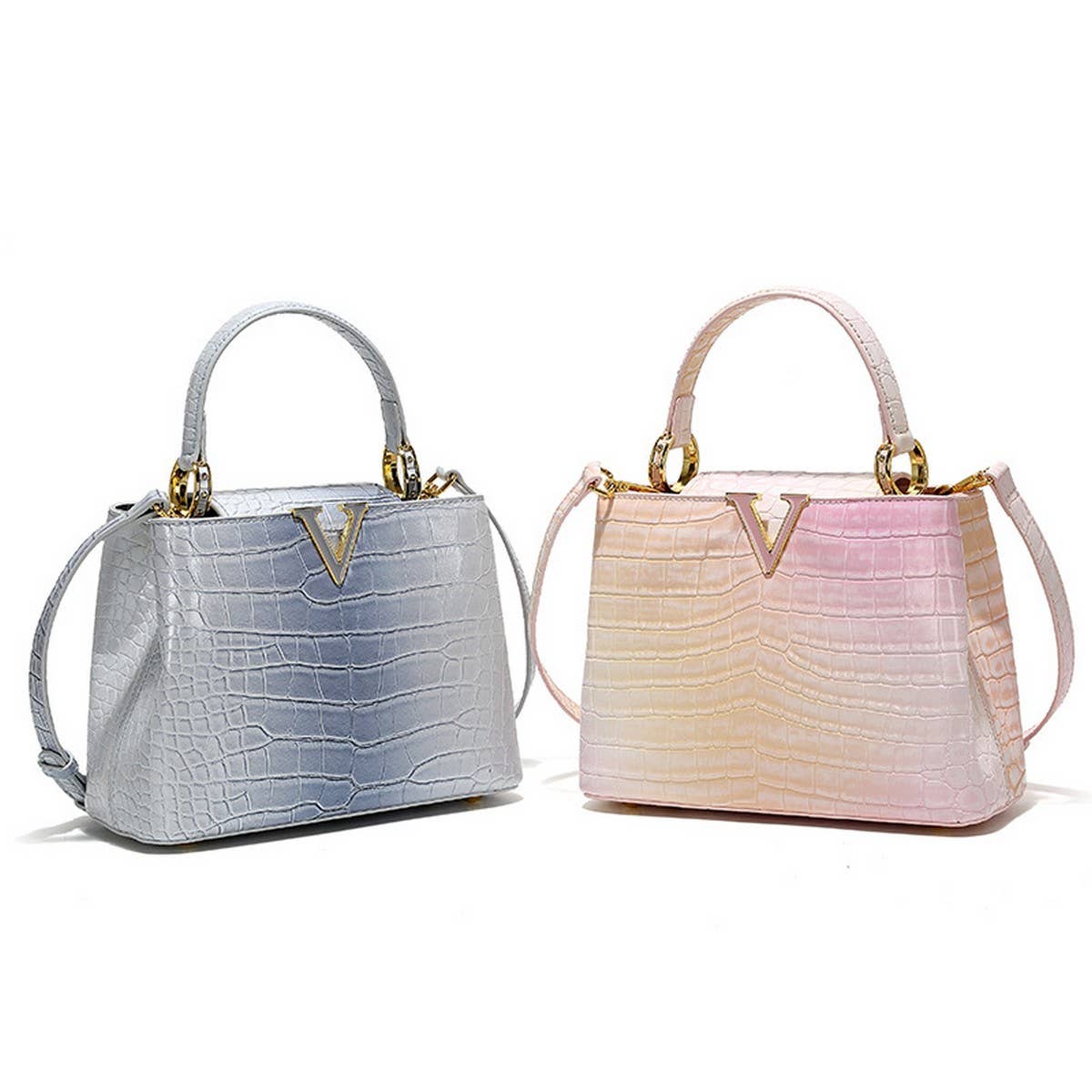 CROCODILE PATTERN HIGH-END SHINY LEATHER HANDBAG_CWAB3617