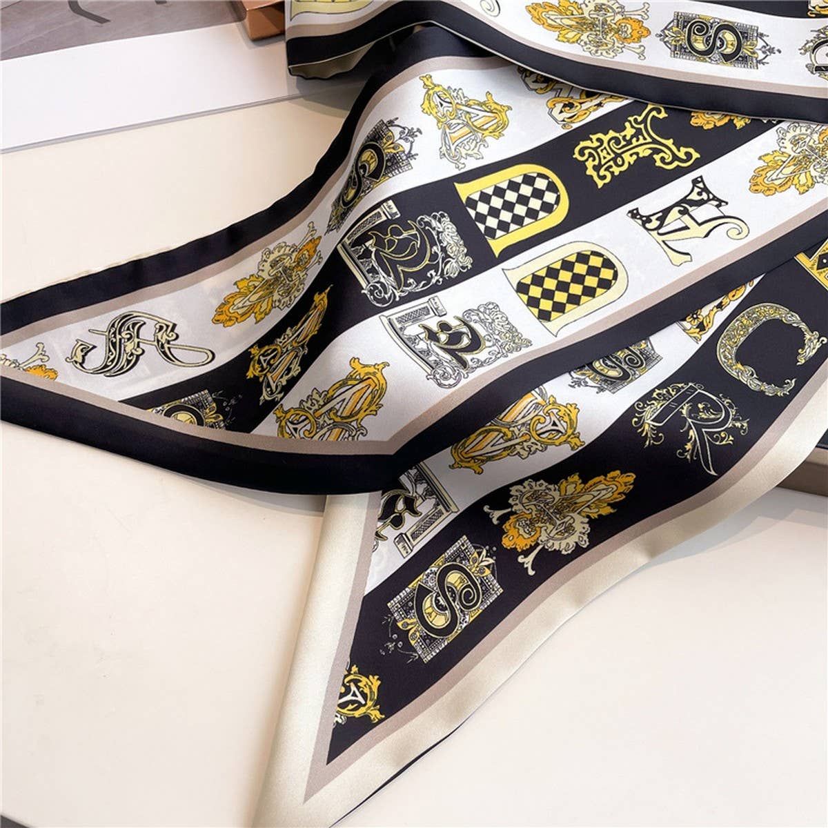 THIN SCARF FASHION PRINT RIBBON HEAD SCARF