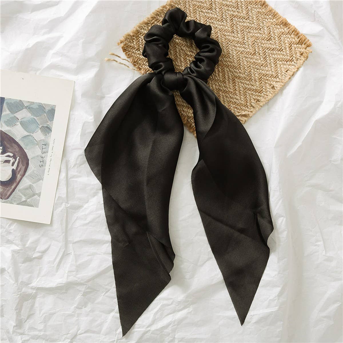NEW SOLID COLOR KNOTTED RIBBON HAIR TIE_CWAHA0850