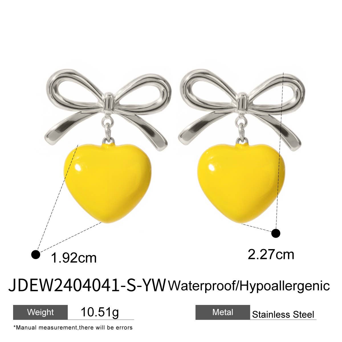 BOW WITH A HEART-SHAPED OIL DROP EARRINGS_CWAJE1881