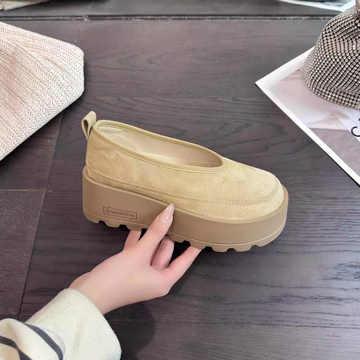 Chunky Leather Birkenstyle Round Toe Sneakers