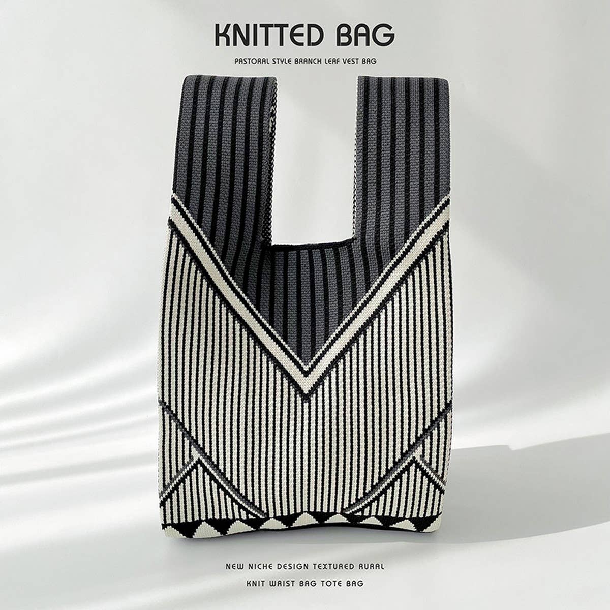 LARGE CAPACITY STRIPED KNIT SHOULDER TOTE BAG_CWAB1504