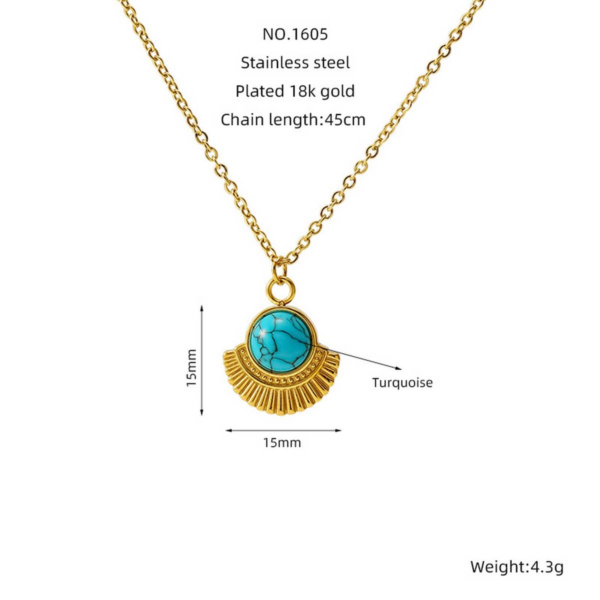 Vintage turquoise necklace titanium steel clavicle chain