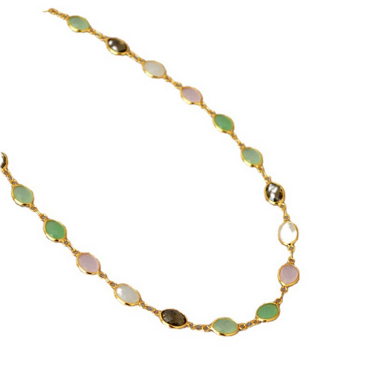 COLORED FACETED CRYSTAL GLASS NECKLACE