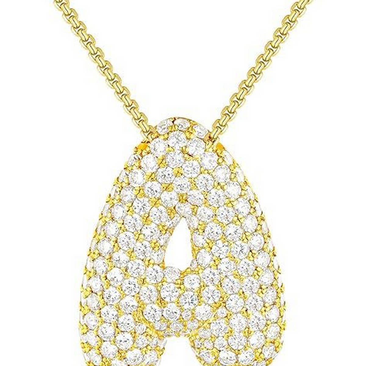 26 Letters Necklace - Copper Zirconia Pendant_CWMM5864