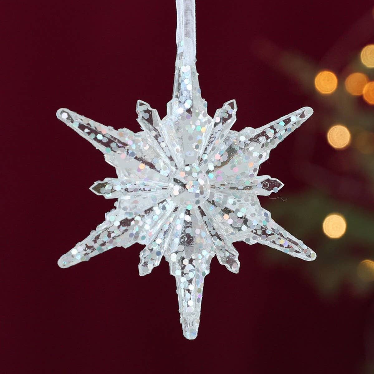 Transparent Xmas Tree Snowflake Reindeer Ornament