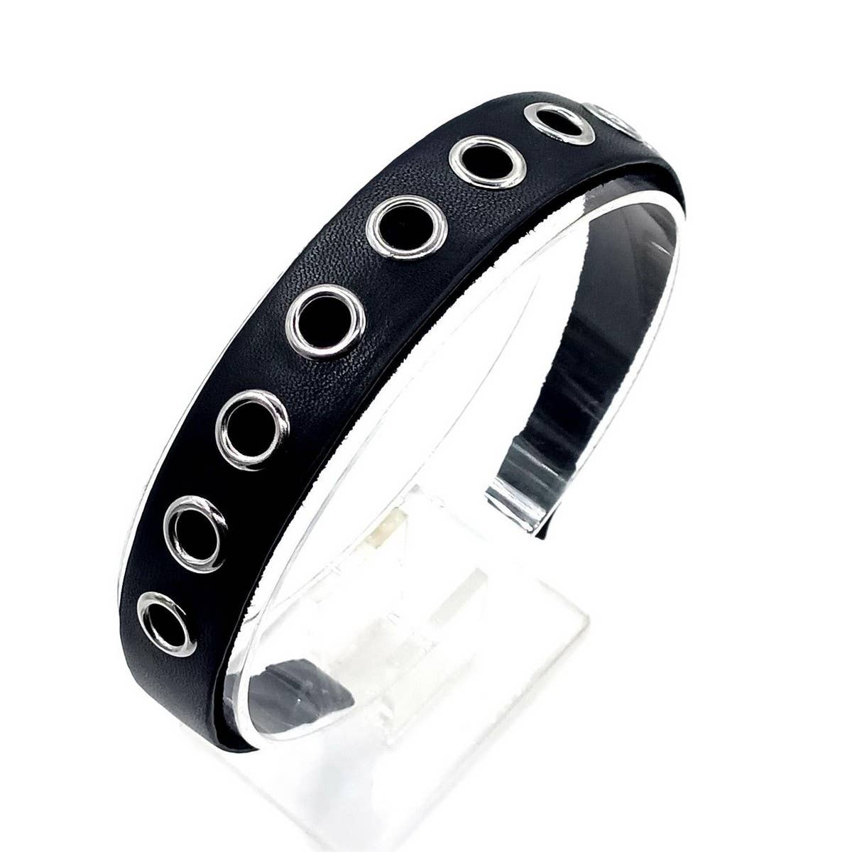 Elegant Punk Wide PU Headband with Large Studs
