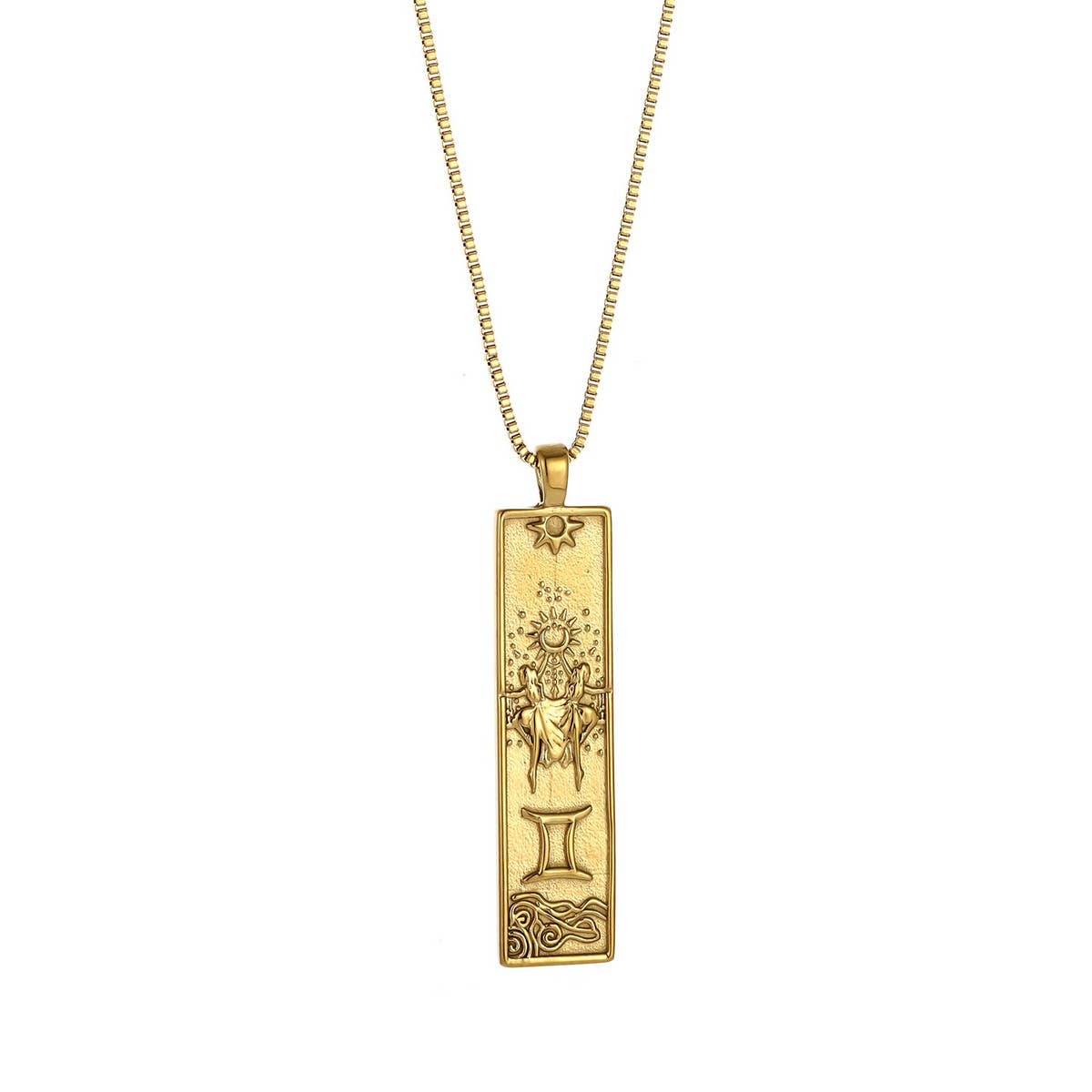 Zodiac Tag Necklace Stainless Steel Vintage Style_CWMM8868