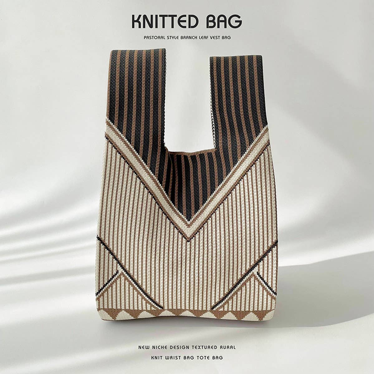 LARGE CAPACITY STRIPED KNIT SHOULDER TOTE BAG_CWAB1504