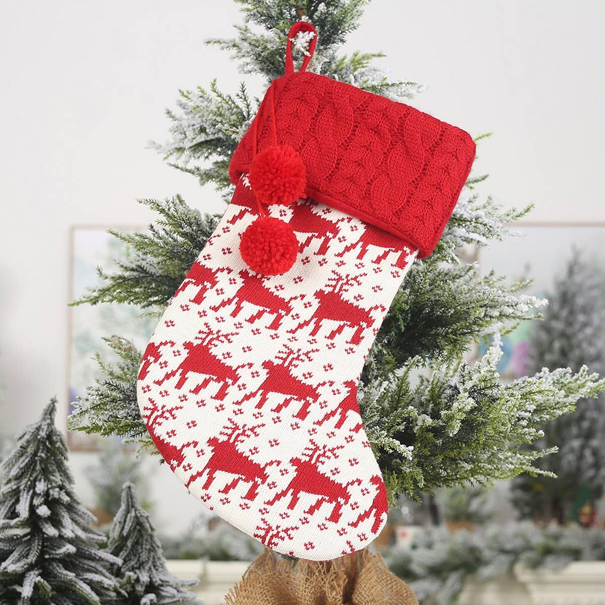 CHRISTMAS DECORATIONS WITH VARIOUS CHRISTMAS SOCKS