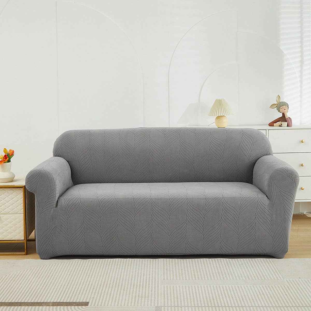 Thick Jacquard Velvet Sofa Cover, Stretch Fit
