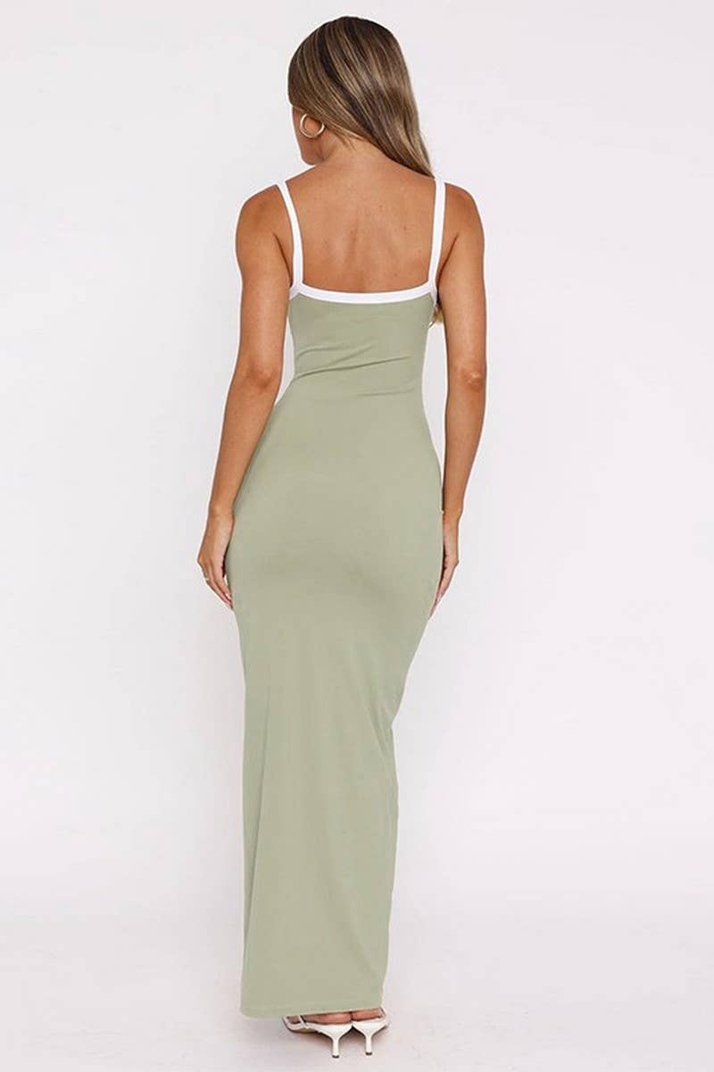 CWDMD5072_COLORBLOCK KNIT BACKLESS BODYCON MAXI DRESS