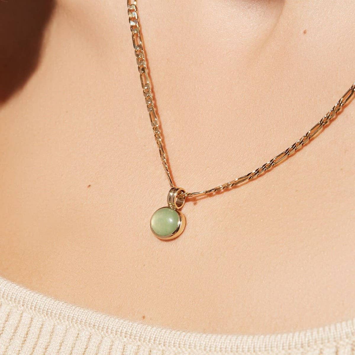 Vintage Green Aventurine Natural Stone Necklace