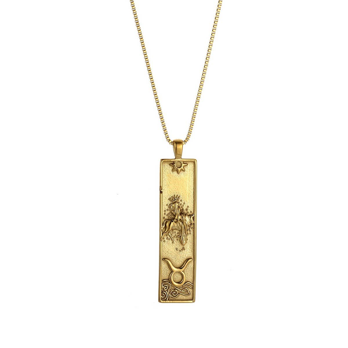Zodiac Tag Necklace Stainless Steel Vintage Style_CWMM8868