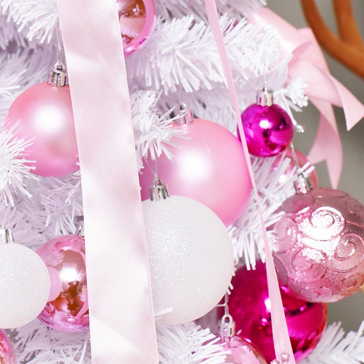 Pink Ribbon Tree Topper & Ornament Set_CWAJE5301