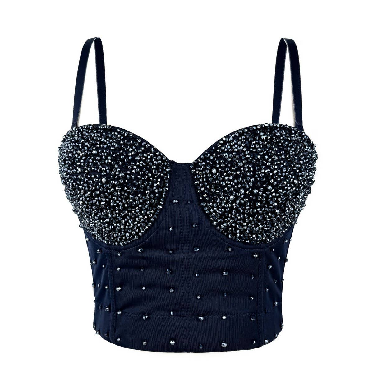 SHINY BEADED HANDMADE FISHBONE CORSET