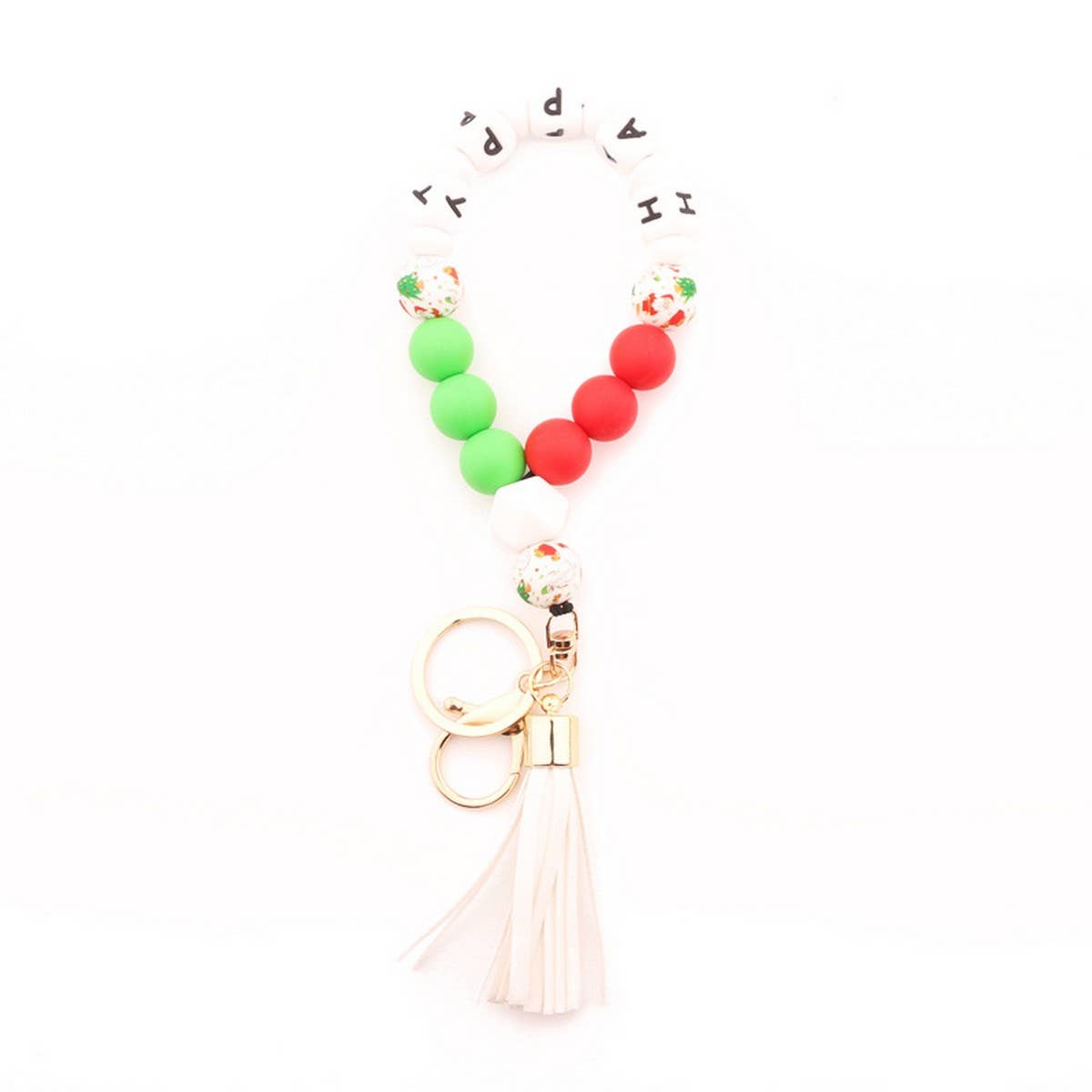 Personalized Christmas Gift Silicone Bead Keychain_CWMM7008