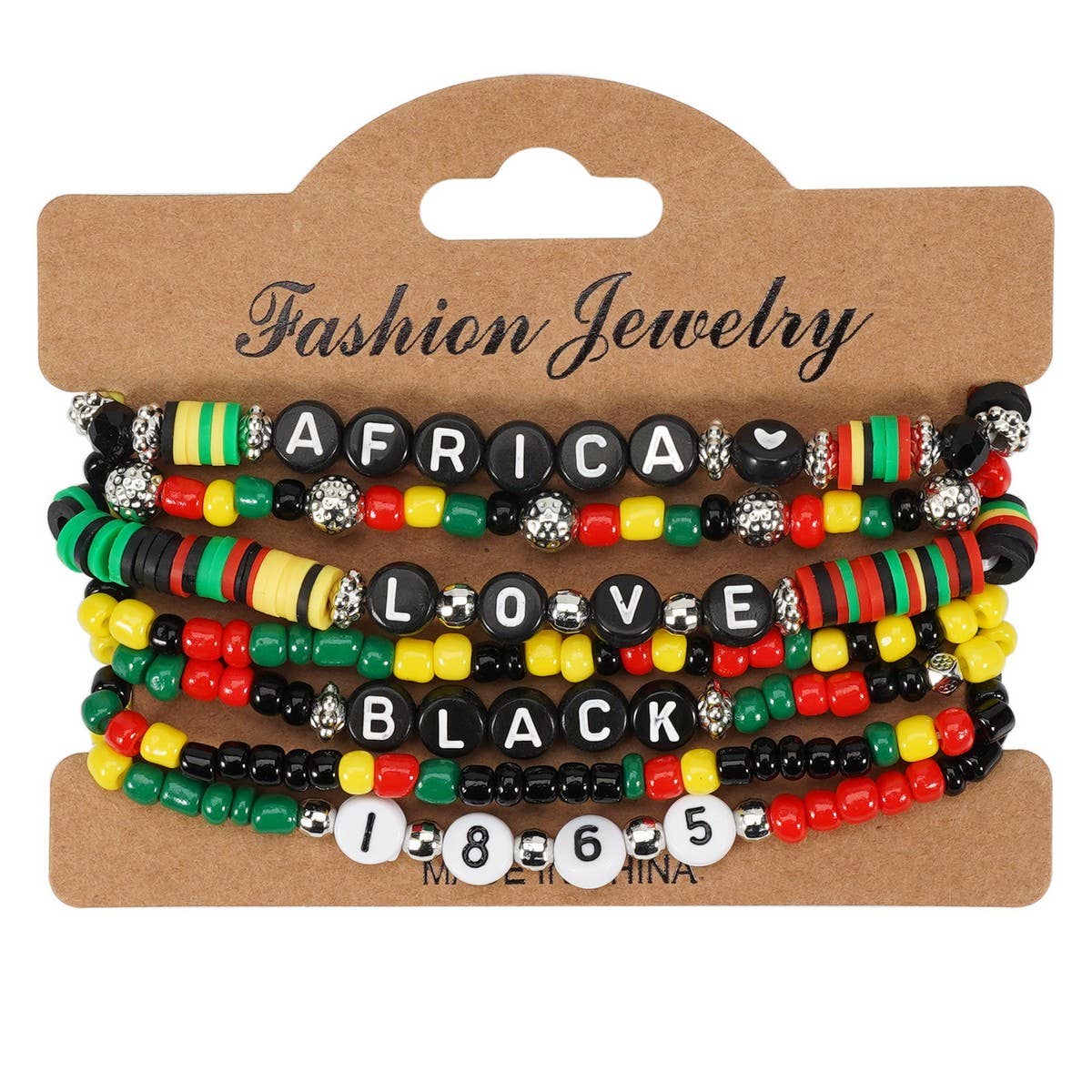 CWAJE05710_AFRICAN BOHO BEADED JUNETEENTH STRETCH BRACELET