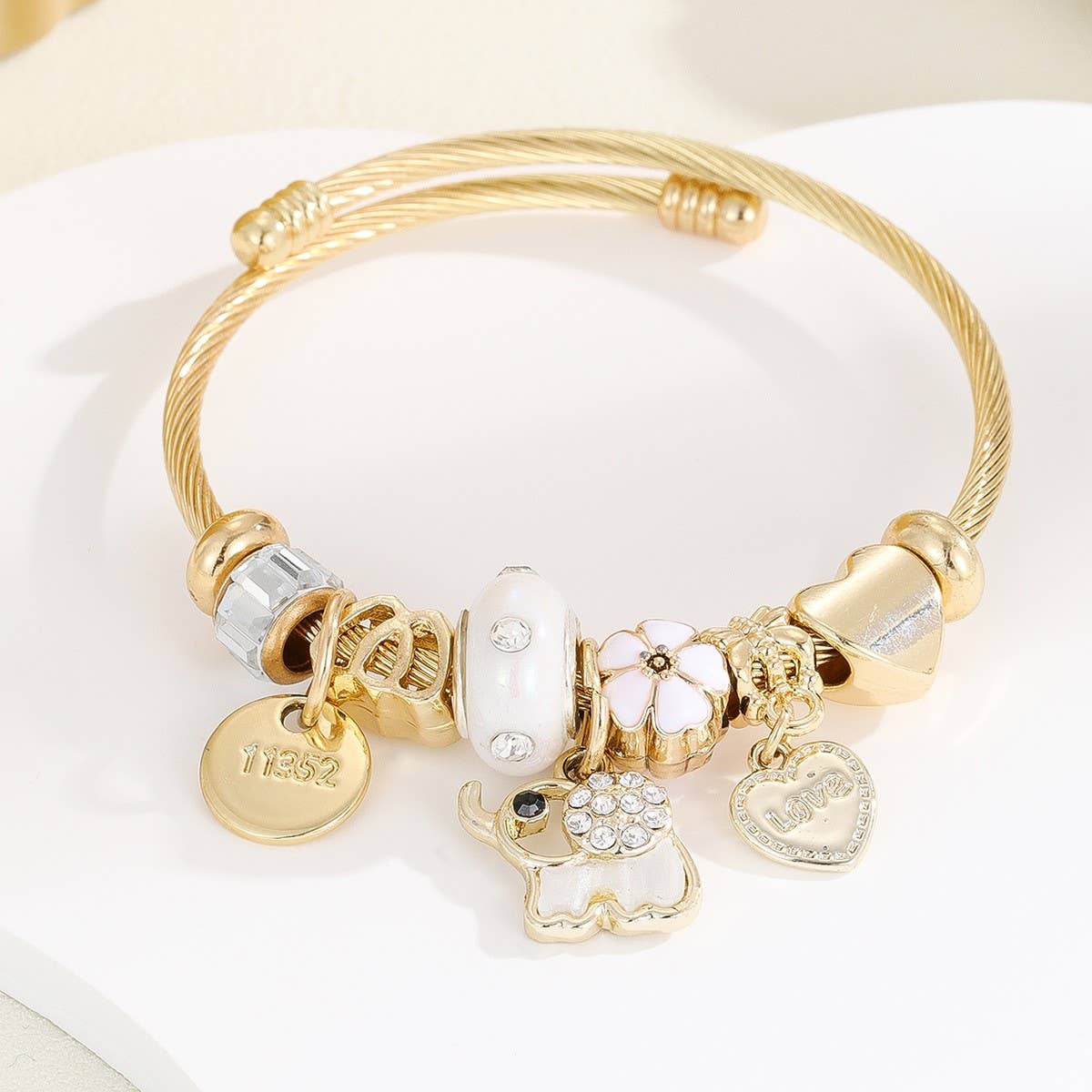 Trendy Stainless Steel Bracelet with Heart Charm