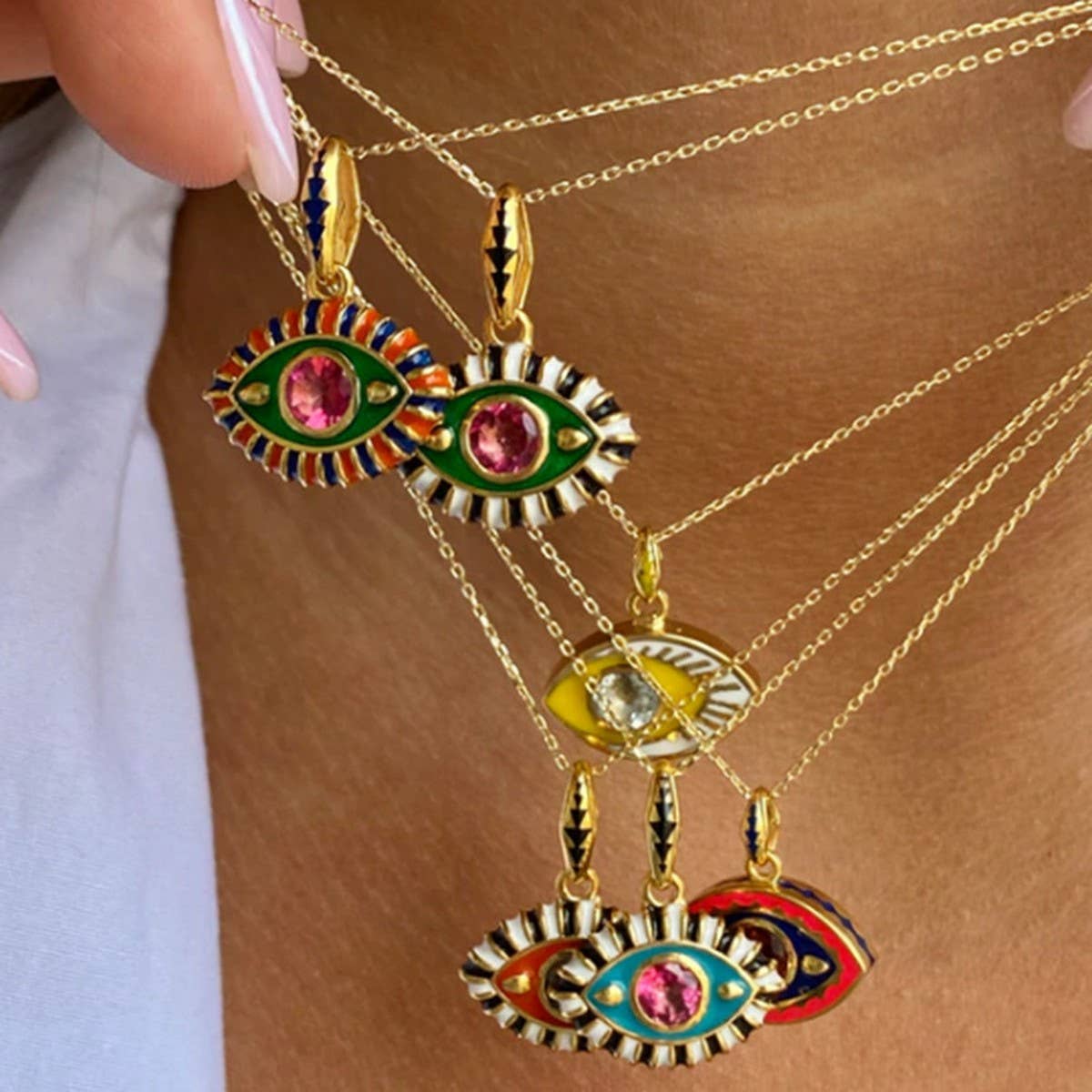 Colorful Evil Eye Pendant Necklace