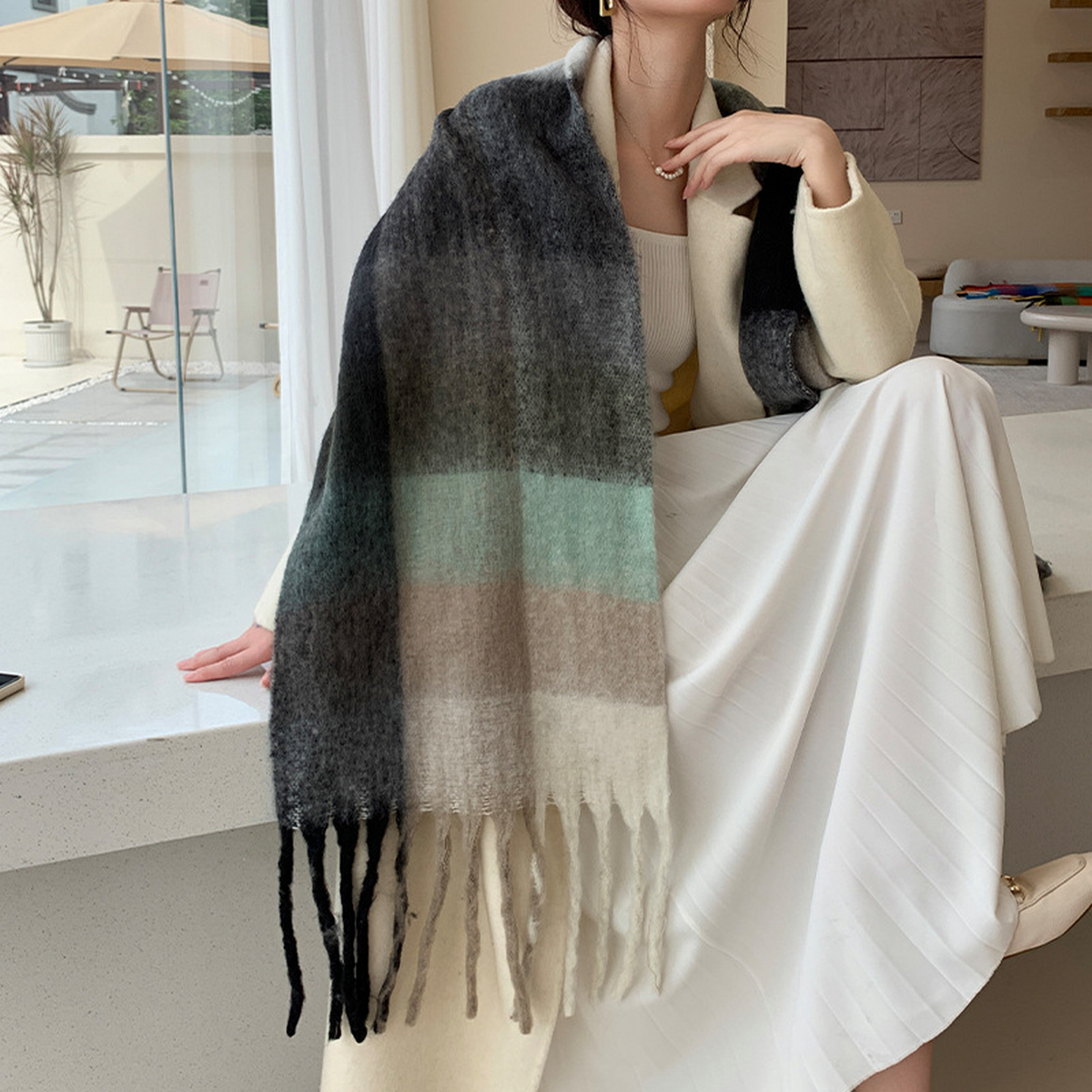 Plush AC Scarf ??Thick Soft Winter Wrap_CWASC2701