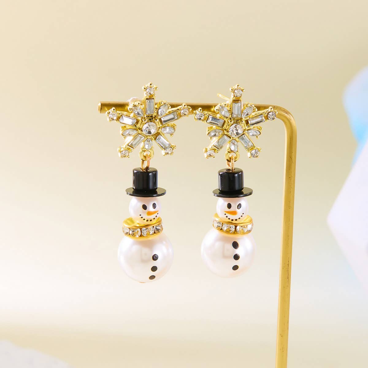 NEW CHRISTMAS DIAMOND SNOWFLAKE PEARL EARRINGS