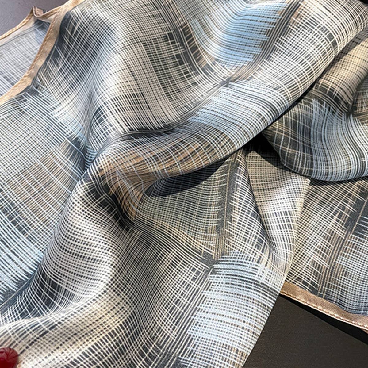 Chic Striped Silk Scarf ? Women’s Square Shawl