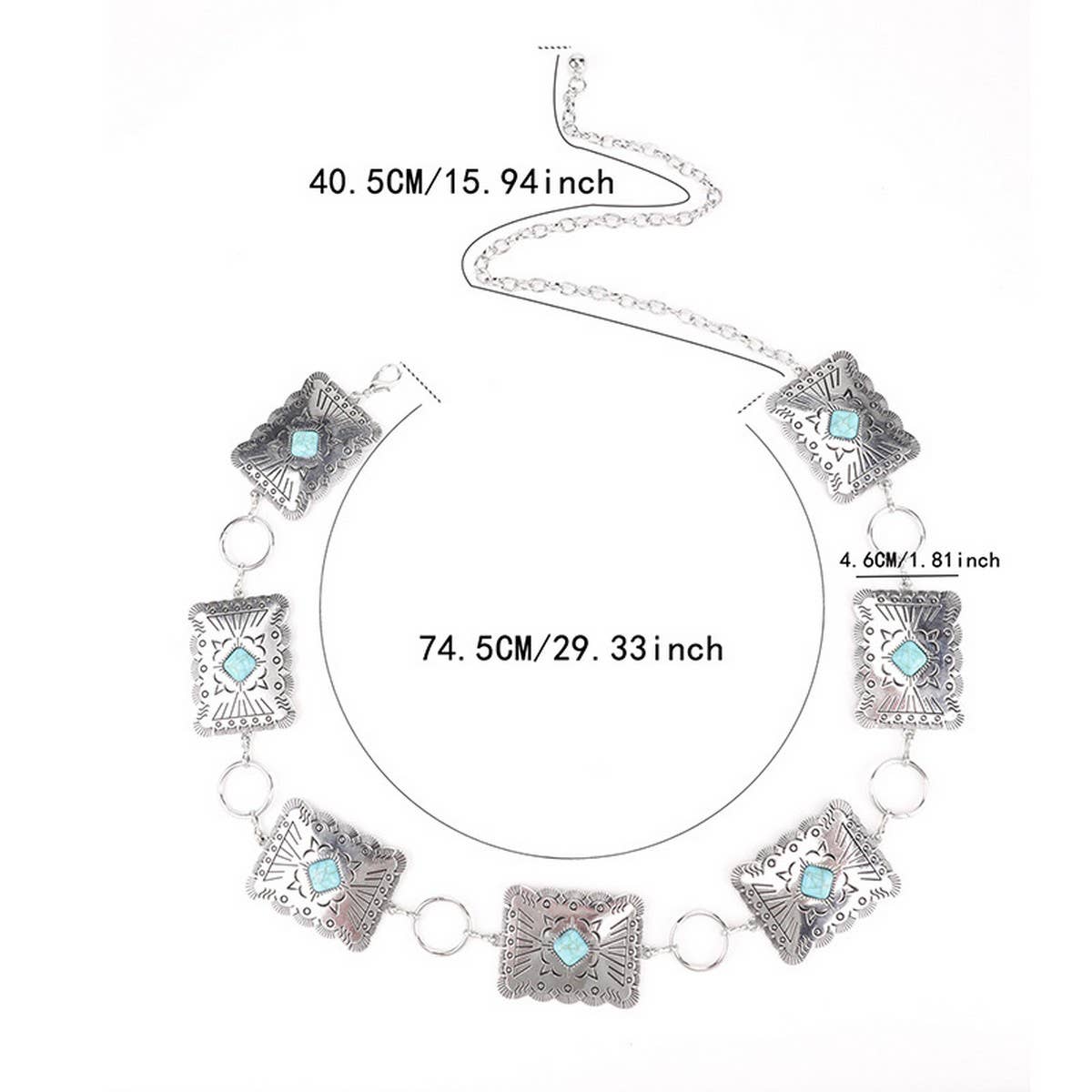 VINTAGE GEOMETRIC SQUARE WOMEN'S WAIST CHAIN_CWABE0624