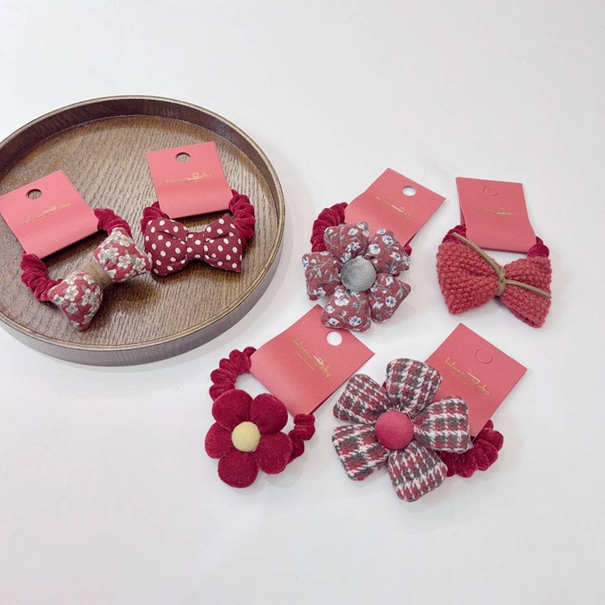 NEW RED BIG FLOWER BOW HAIR TIE