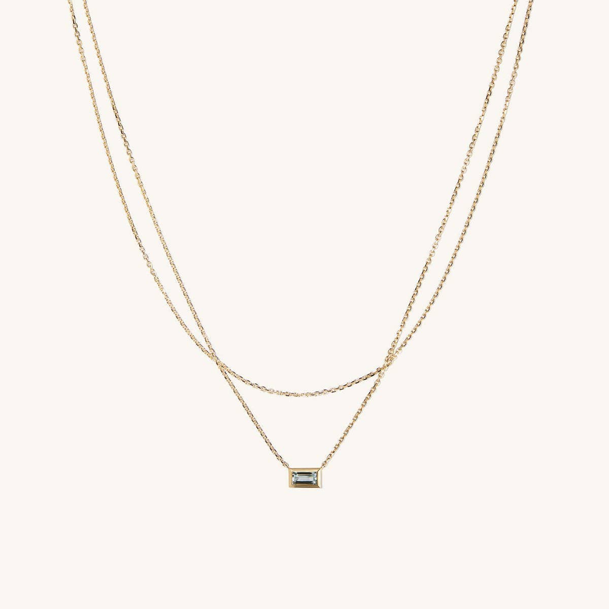 Simple double-layer cube zircon necklace_CWMM5665