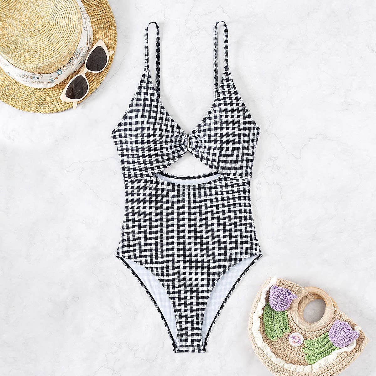 LEOPARD PRINT SLIM CUT-OUT BIKINI SWIMSUIT